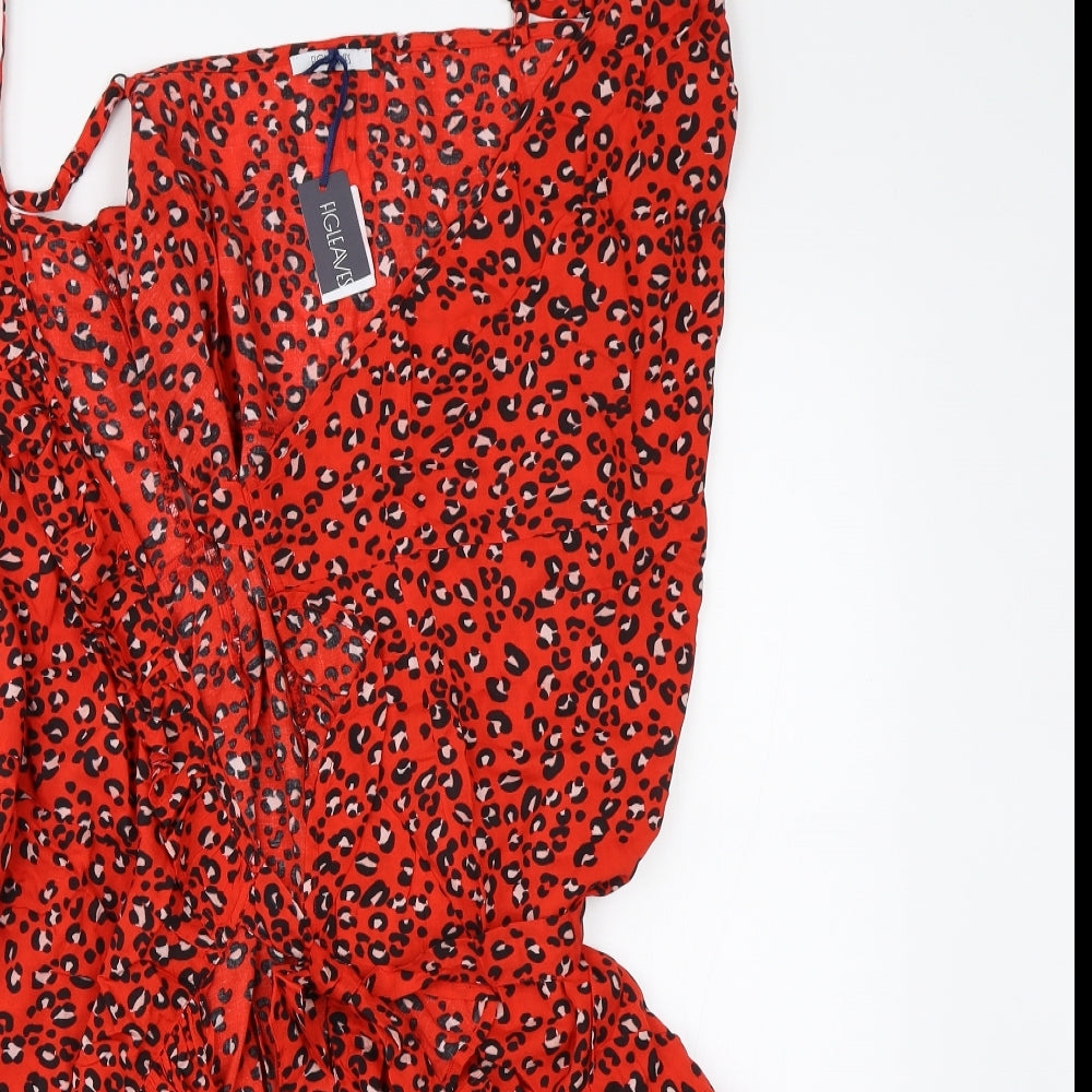 figleaves Womens Red Animal Print  Shift  Size 18