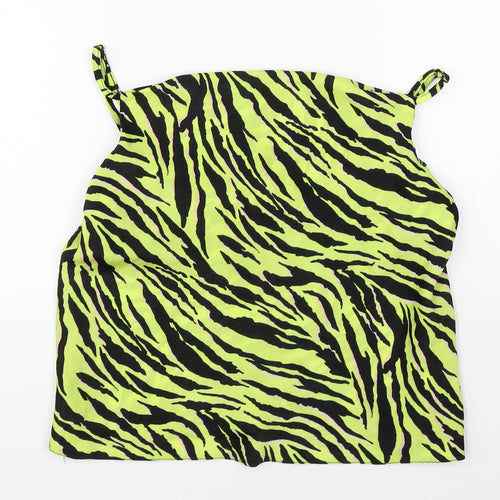 Miss Selfridge Womens Green Animal Print  Basic Blouse Size 10