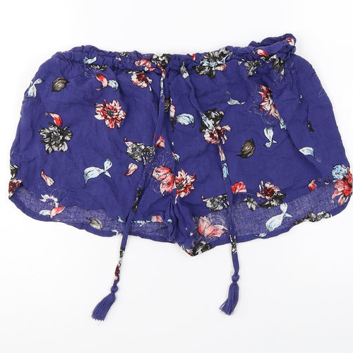 Primark Womens Blue Floral  Hot Pants Shorts Size 10