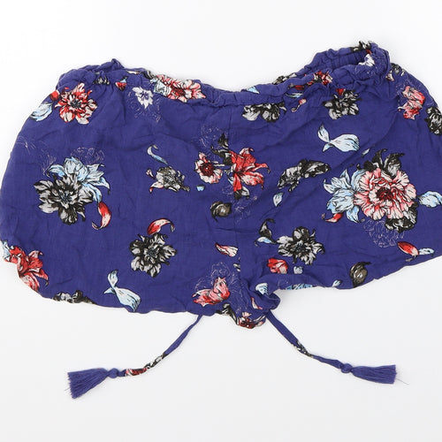 Primark Womens Blue Floral  Hot Pants Shorts Size 10