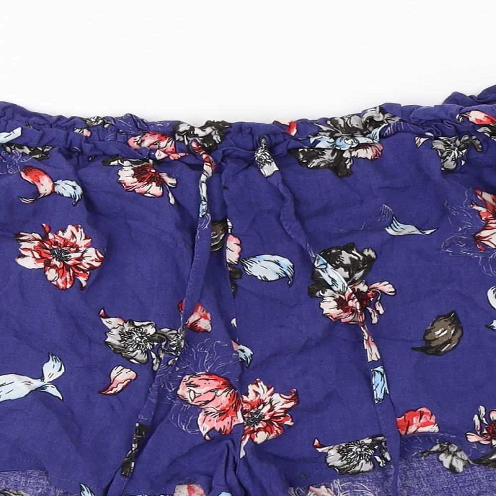 Primark Womens Blue Floral  Hot Pants Shorts Size 10