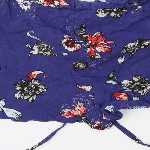 Primark Womens Blue Floral  Hot Pants Shorts Size 10