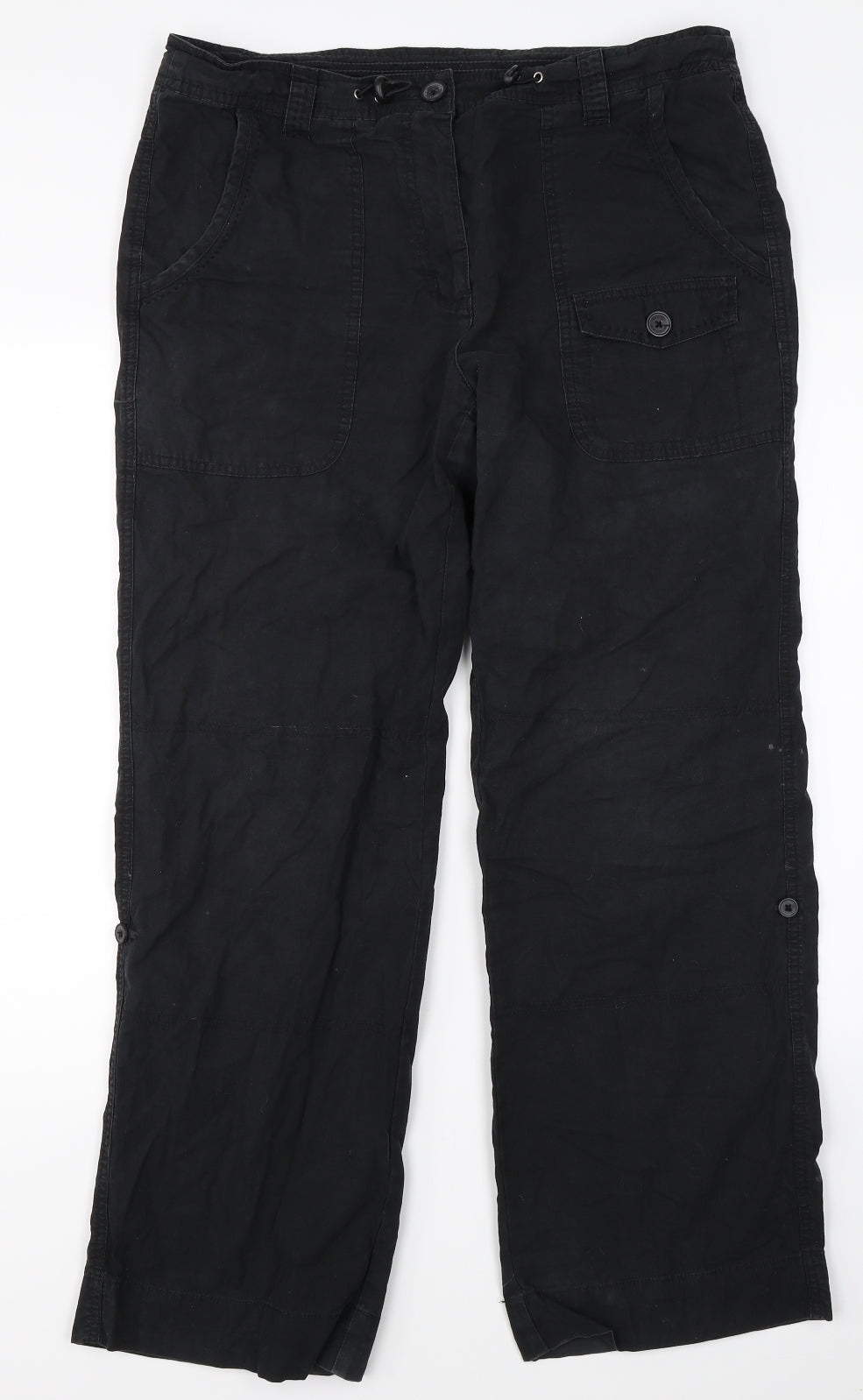 Maine Womens Black   Cargo Trousers Size 14 L29 in