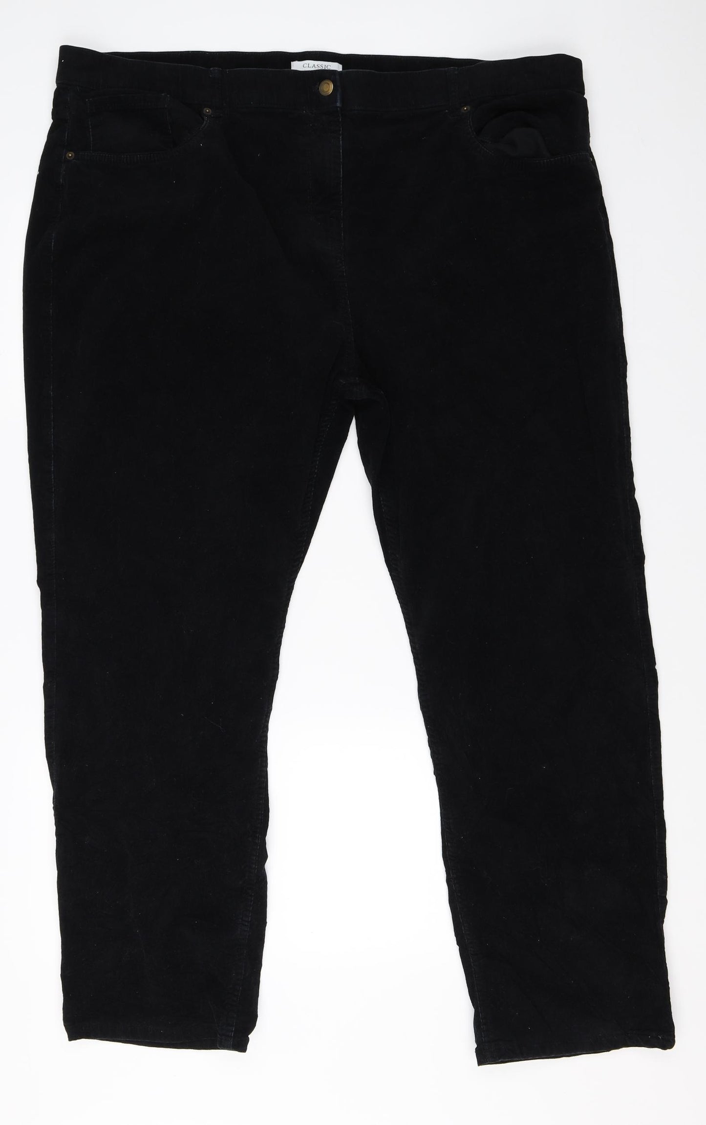 Marks & Spencer Womens Black  Corduroy Cropped Jeans Size 24 L28 in