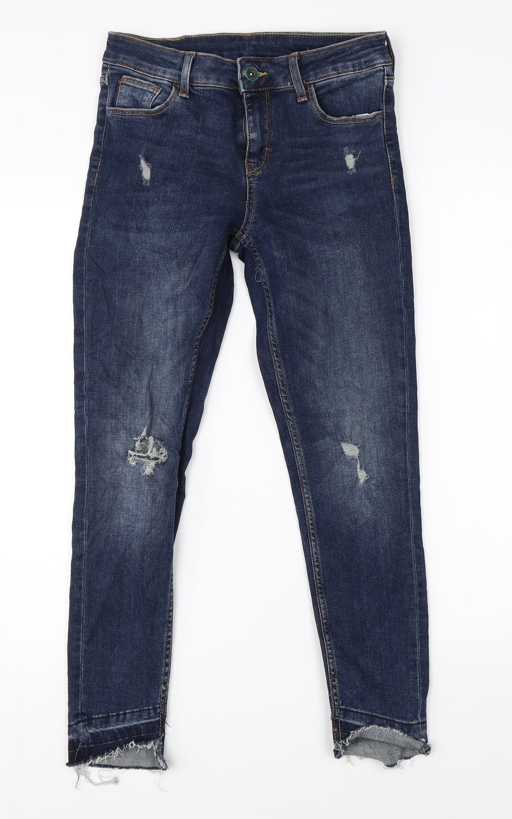 Zara Womens Blue  Denim Straight Jeans Size 8 L25 in