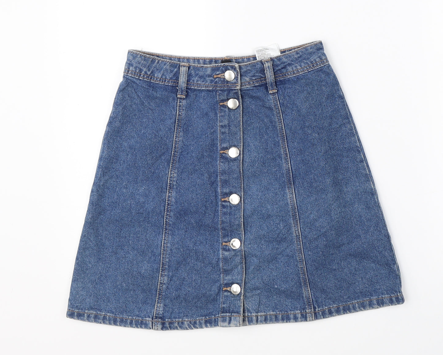 Divded Womens Blue  Denim A-Line Skirt Size 4