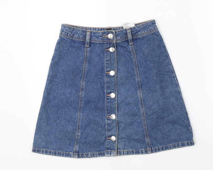 Divded Womens Blue  Denim A-Line Skirt Size 4