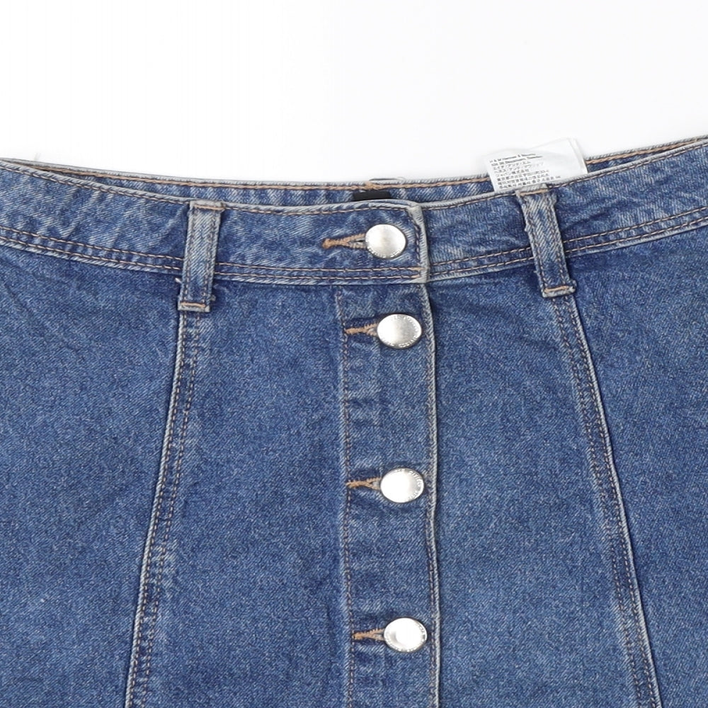 Divded Womens Blue  Denim A-Line Skirt Size 4