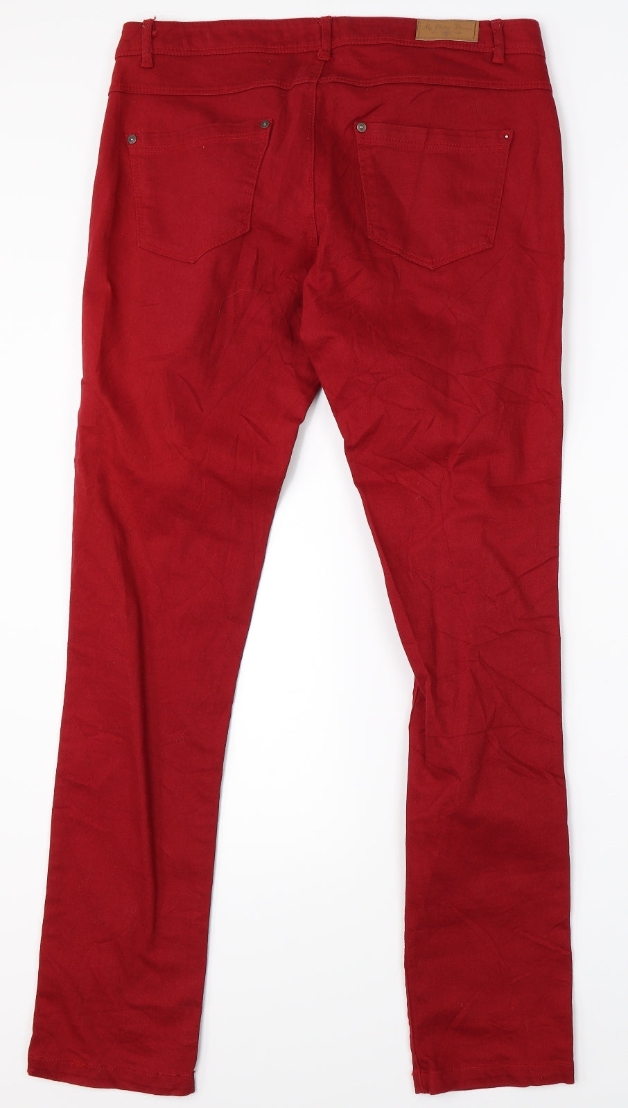 Preworn Womens Red  Denim Straight Jeans Size 14 L30 in