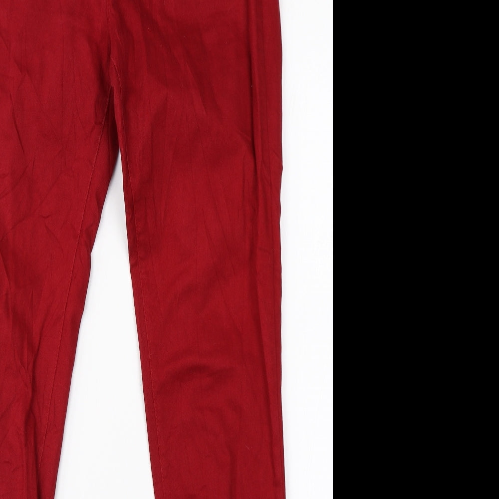 Preworn Womens Red  Denim Straight Jeans Size 14 L30 in
