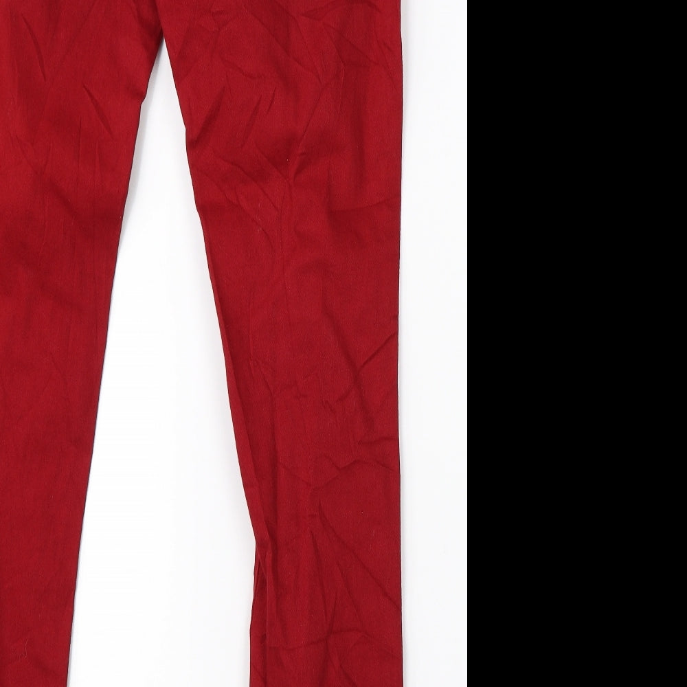 Preworn Womens Red  Denim Straight Jeans Size 14 L30 in