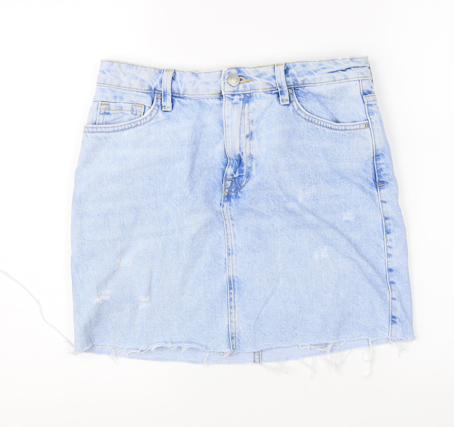 Zara Womens Blue  Denim A-Line Skirt Size S