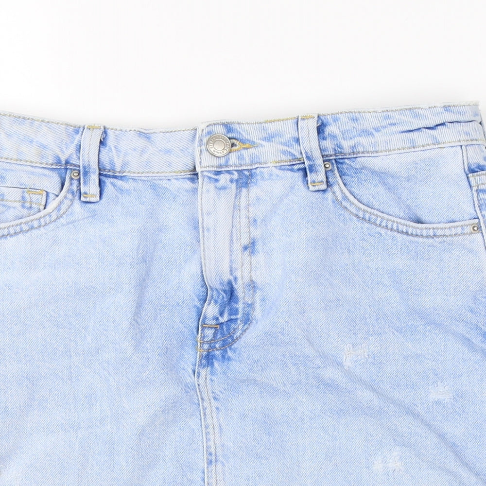 Zara Womens Blue  Denim A-Line Skirt Size S
