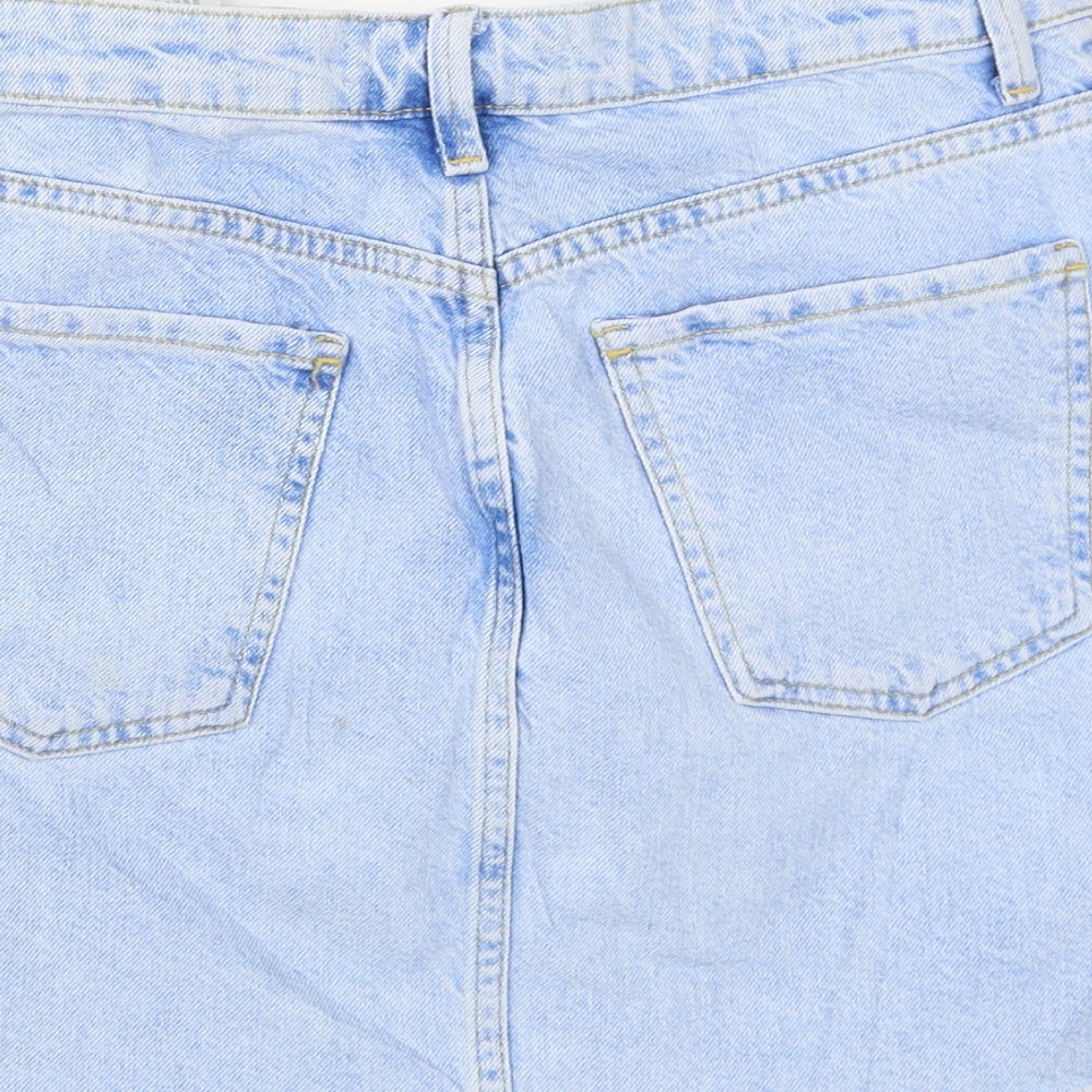 Zara Womens Blue  Denim A-Line Skirt Size S