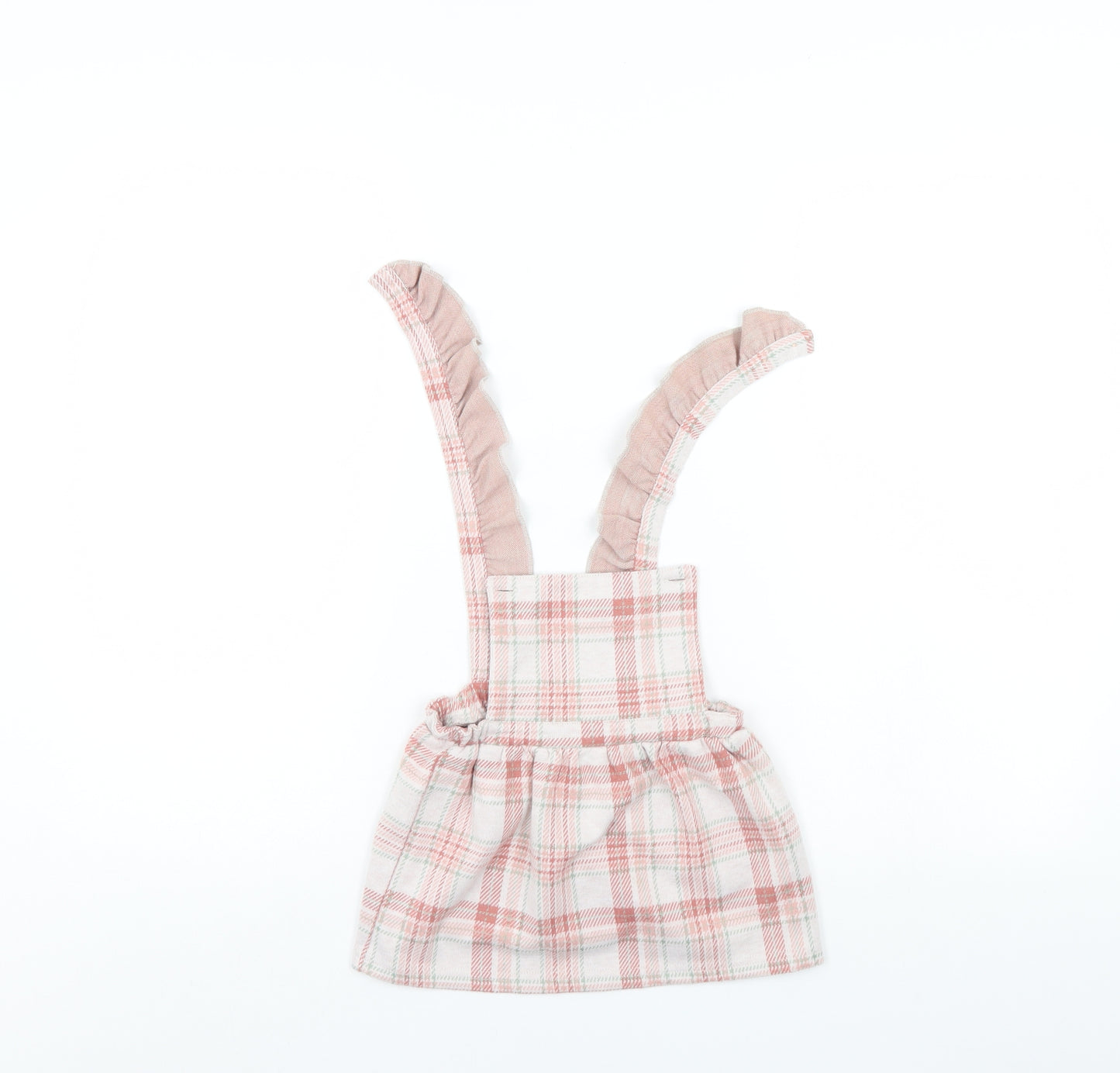 Primark Girls Pink Check  Pinafore/Dungaree Dress  Size 6-9 Months