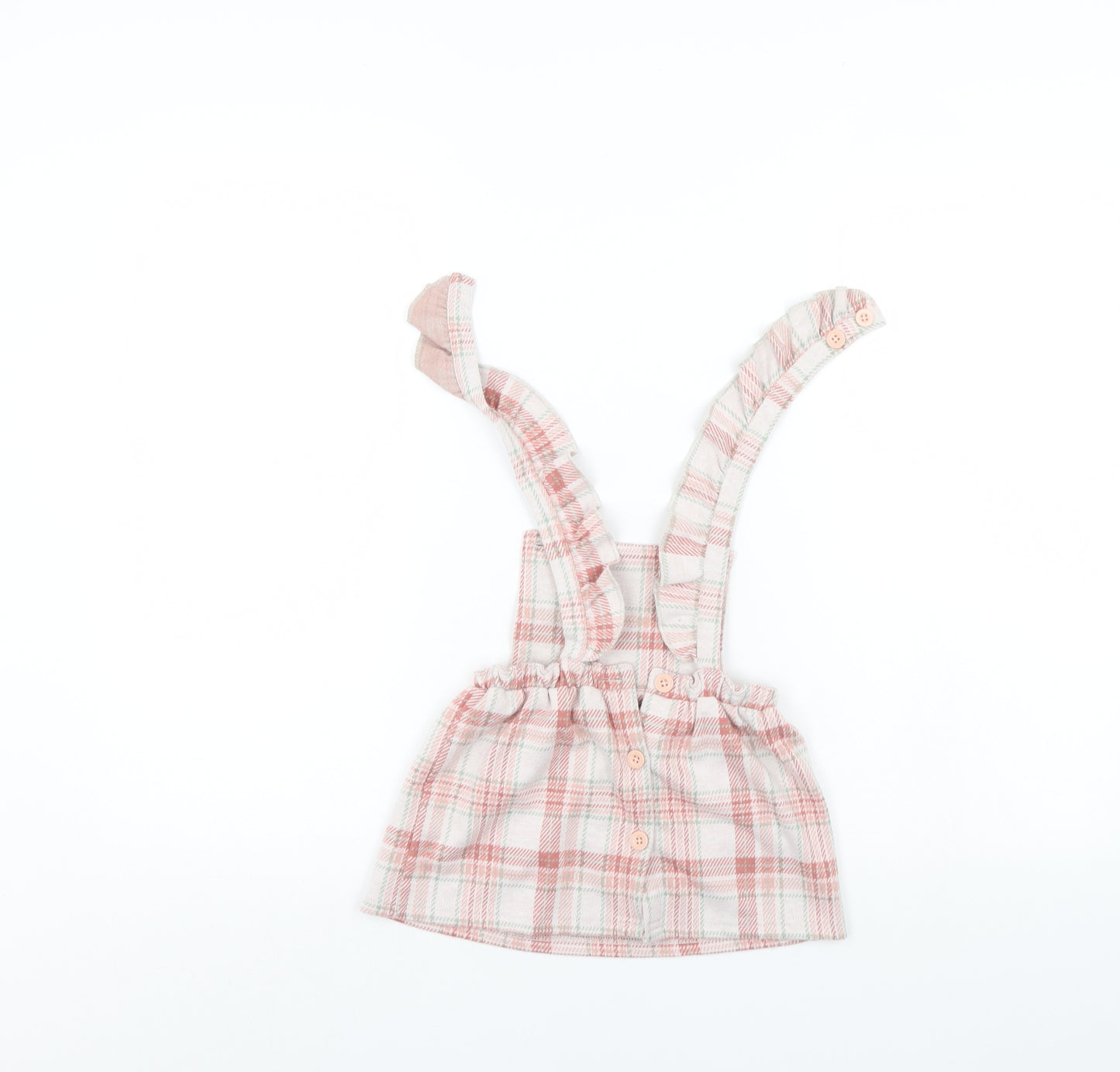 Primark Girls Pink Check  Pinafore/Dungaree Dress  Size 6-9 Months