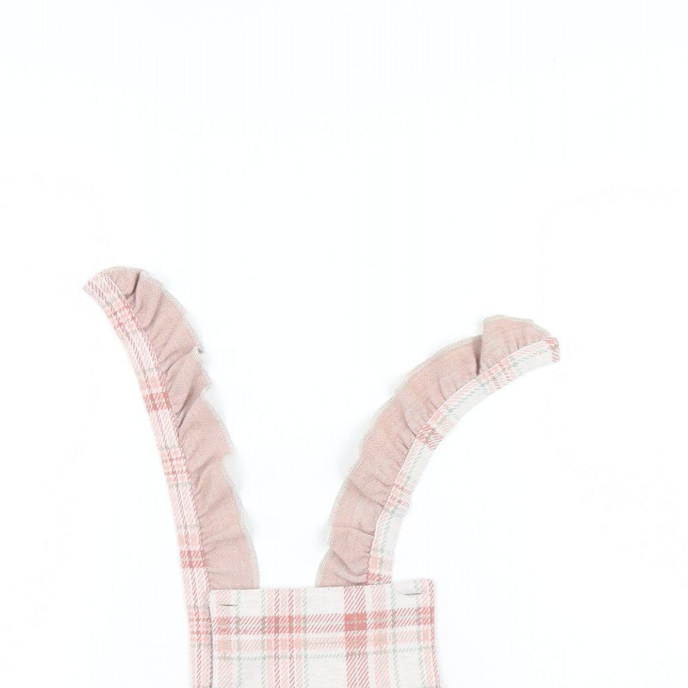 Primark Girls Pink Check  Pinafore/Dungaree Dress  Size 6-9 Months