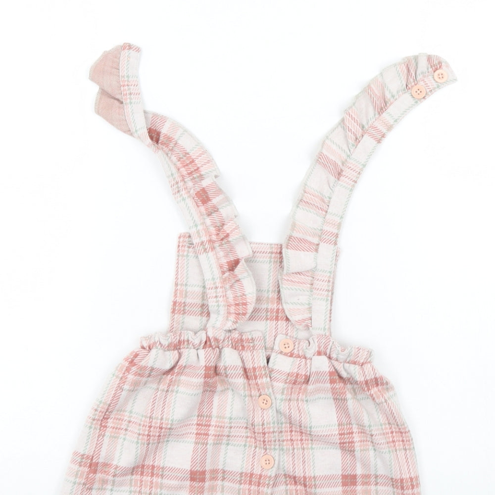 Primark Girls Pink Check  Pinafore/Dungaree Dress  Size 6-9 Months