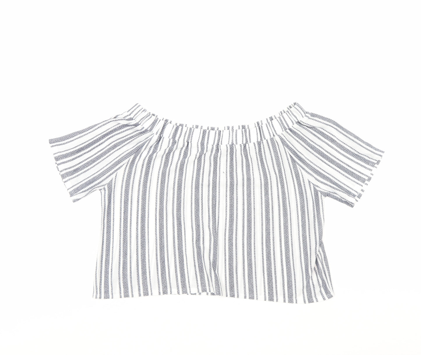 Top Shop Womens Blue Striped  Cropped Blouse Size 12