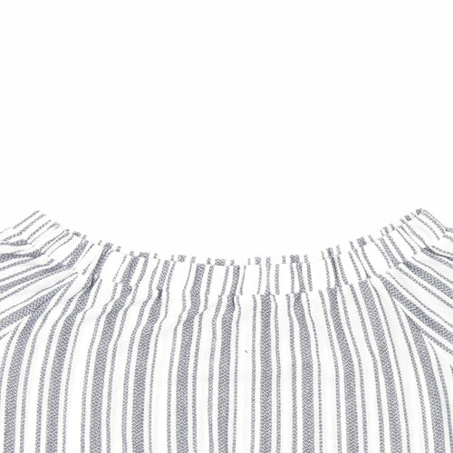 Top Shop Womens Blue Striped  Cropped Blouse Size 12