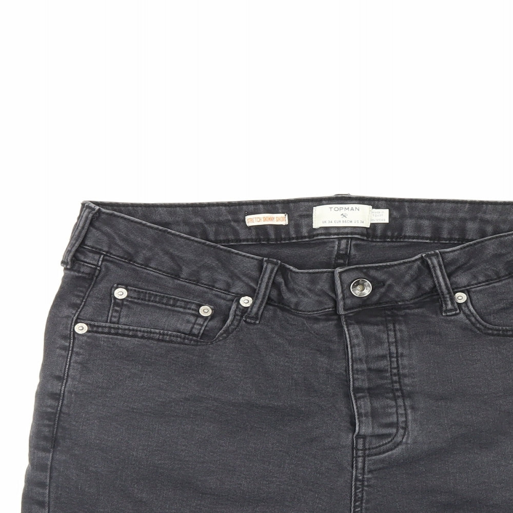 Topman Mens Black  Denim Cropped Jeans Size 34