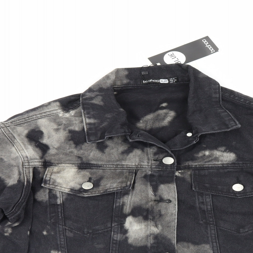 Boohoo Womens Black  Denim Jacket  Size 8