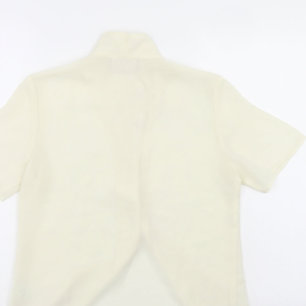 Petite Womens Ivory Floral  Basic Button-Up Size 8