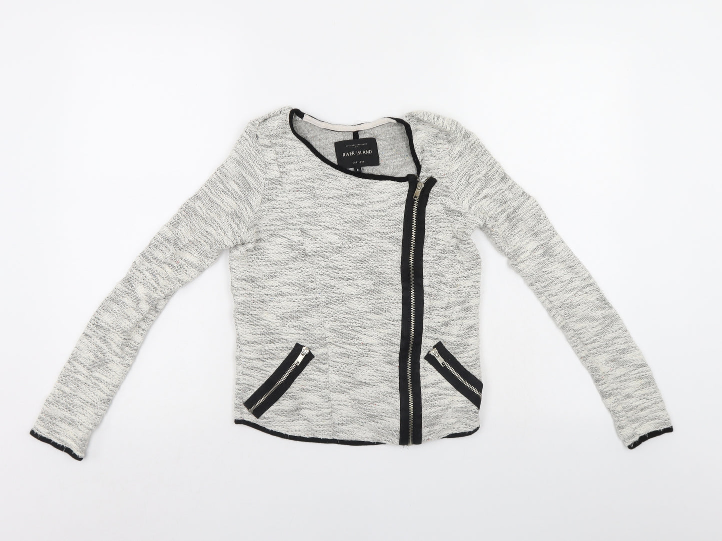 River Island Womens Grey   Full Zip Jumper Size 6