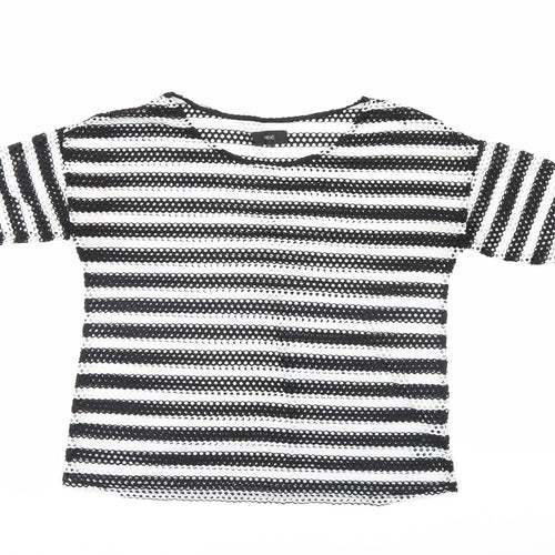 NEXT Womens Black Striped  Basic T-Shirt Size 12