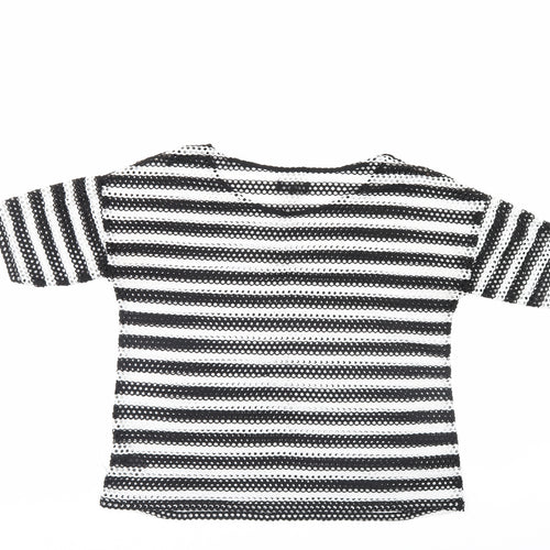 NEXT Womens Black Striped  Basic T-Shirt Size 12