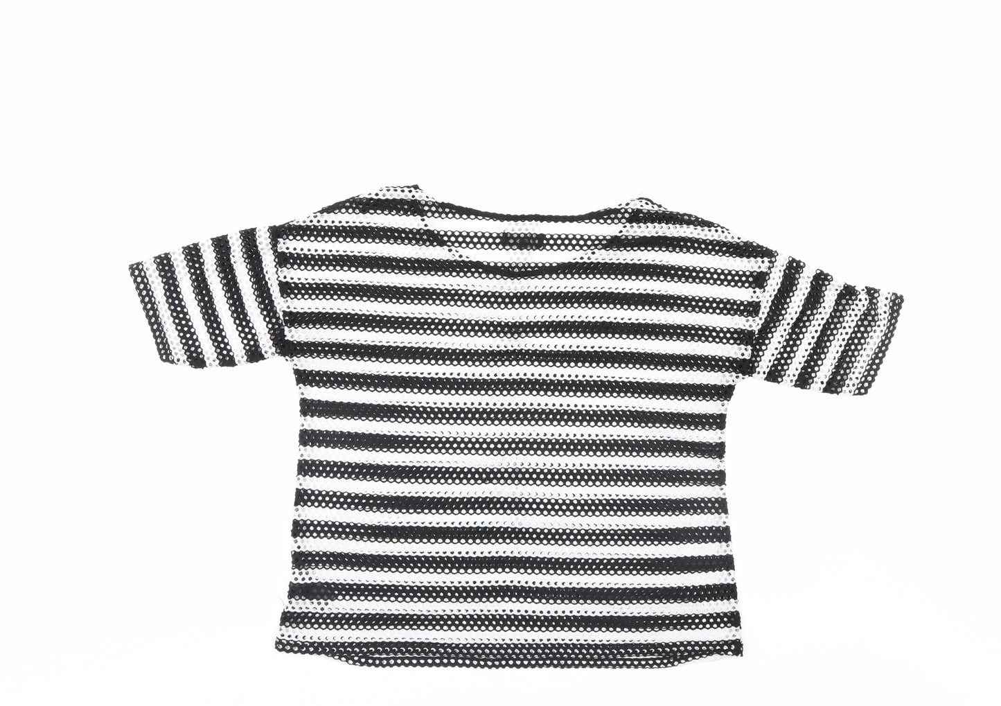 NEXT Womens Black Striped  Basic T-Shirt Size 12