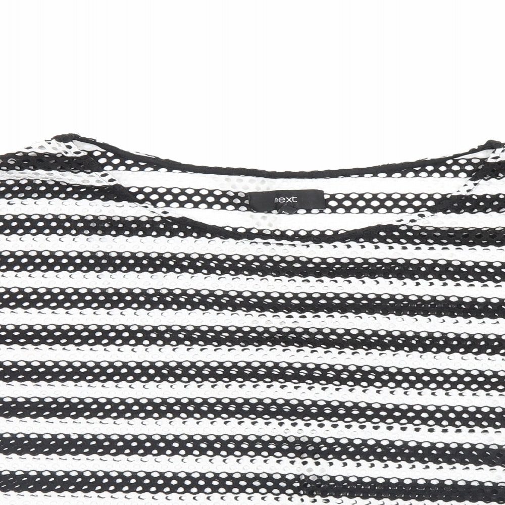 NEXT Womens Black Striped  Basic T-Shirt Size 12