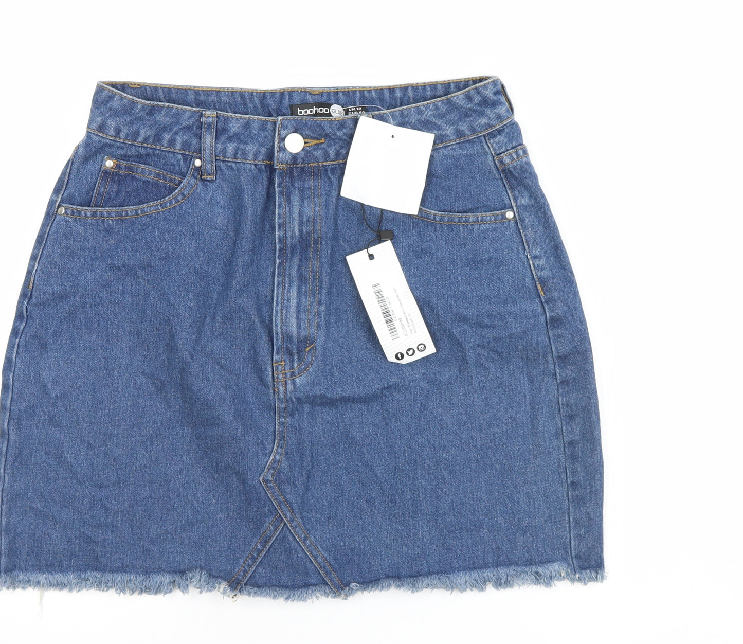Boohoo Womens Blue  Denim A-Line Skirt Size 12