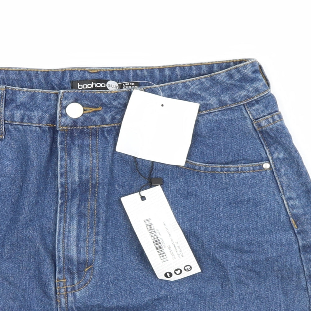 Boohoo Womens Blue  Denim A-Line Skirt Size 12