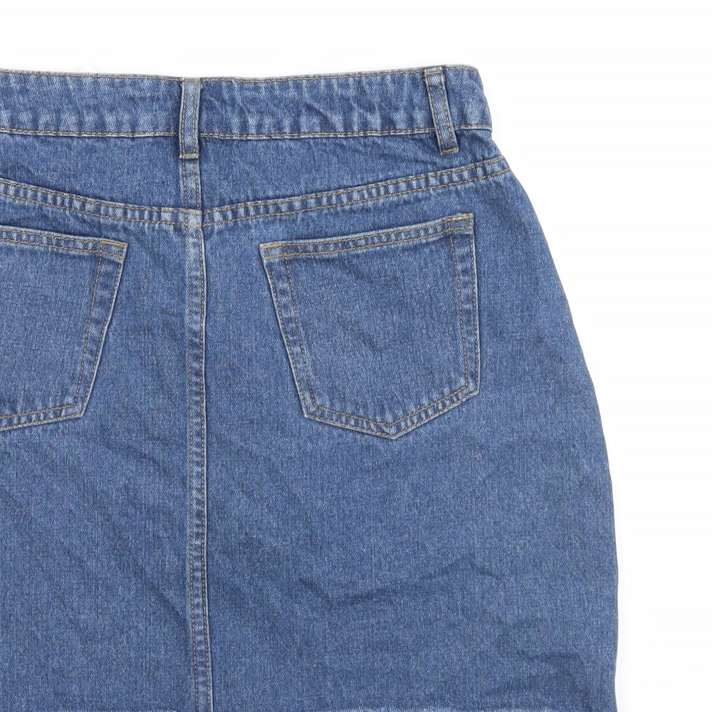 Boohoo Womens Blue  Denim A-Line Skirt Size 12