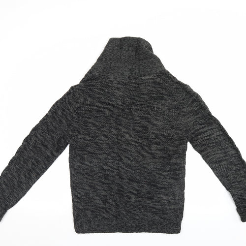 Twisted Soul Mens Grey Fair Isle  Cardigan Jumper Size M