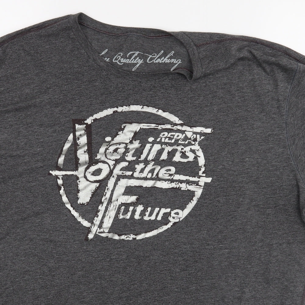 Replay  Mens Grey    T-Shirt Size 2XL
