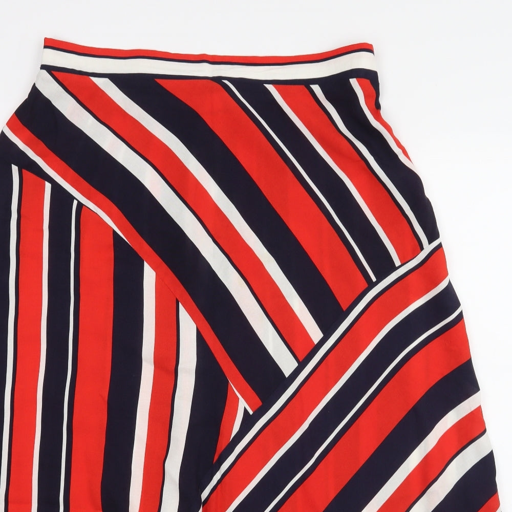 George Womens Red Striped  A-Line Skirt Size 14