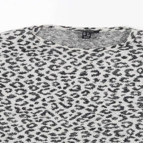 New Look Womens White Animal Print  Pullover Jumper Size M