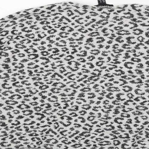 New Look Womens White Animal Print  Pullover Jumper Size M