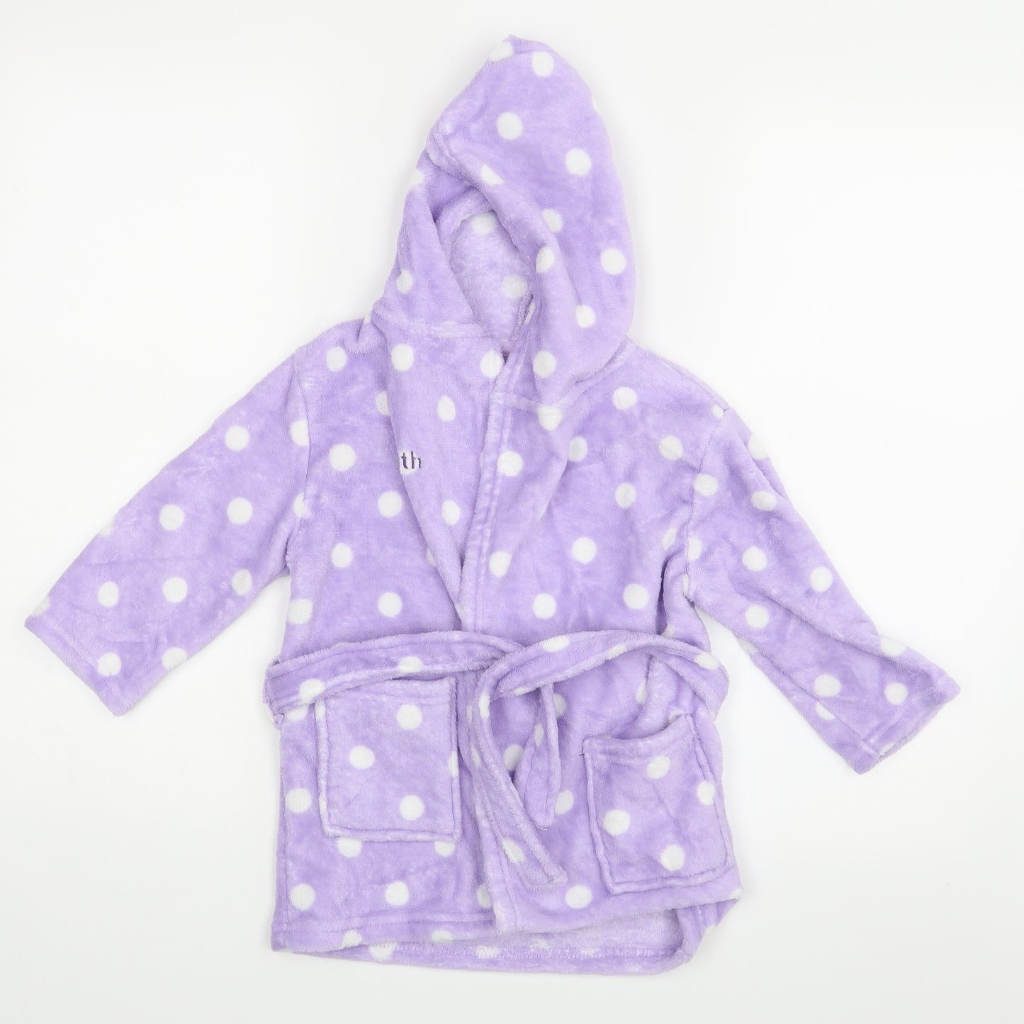 Faith Girls Purple Polka Dot   Robe Size 2-3 Years