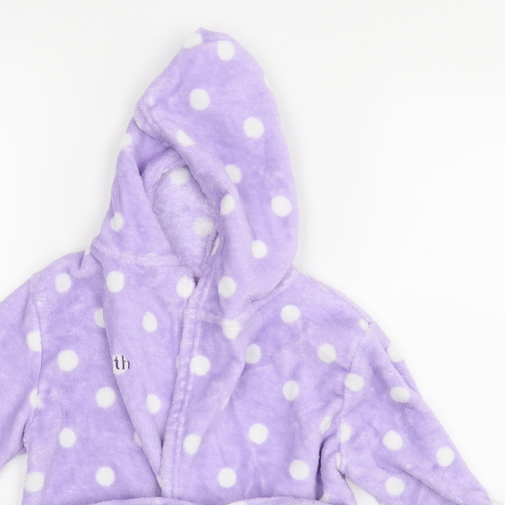Faith Girls Purple Polka Dot   Robe Size 2-3 Years