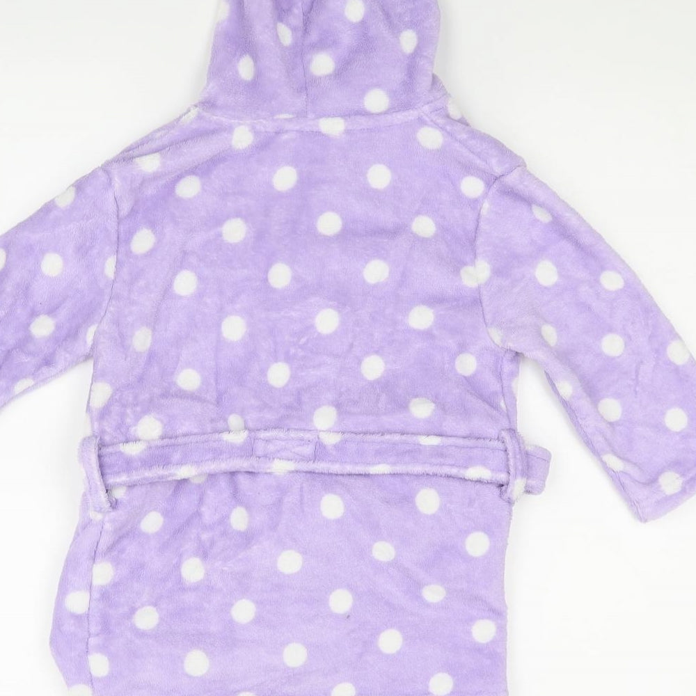 Faith Girls Purple Polka Dot   Robe Size 2-3 Years