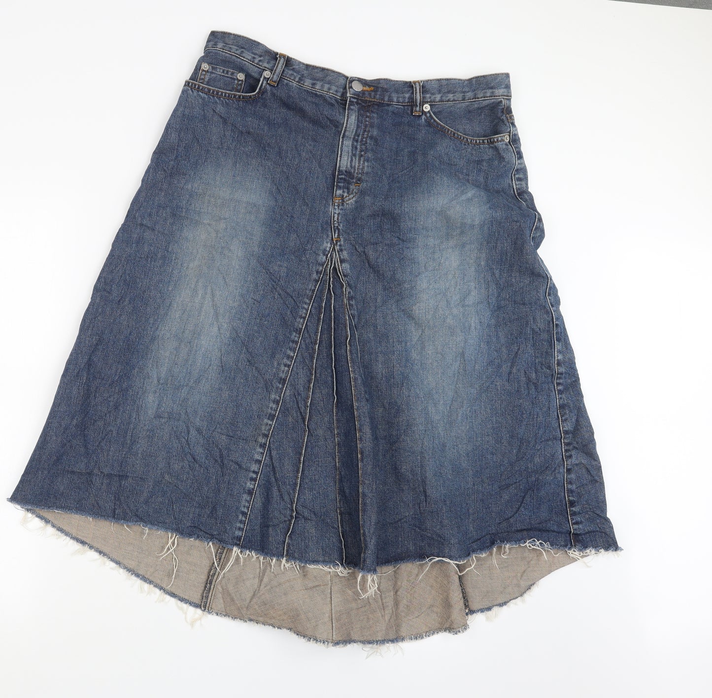 Per Una Womens Blue  Denim A-Line Skirt Size 16
