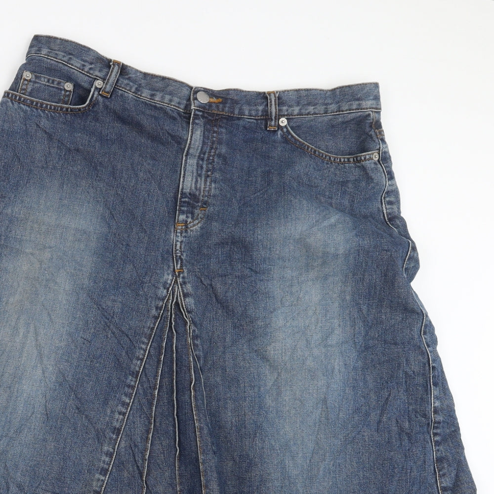 Per Una Womens Blue  Denim A-Line Skirt Size 16