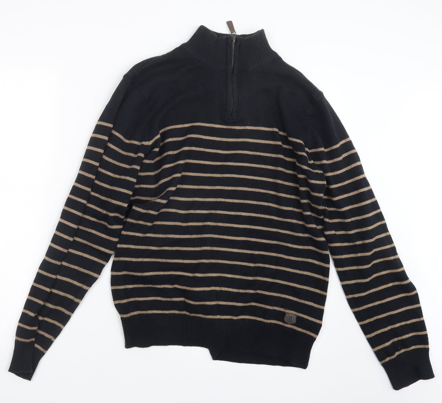 Marks and Spencer Mens Black Striped  Pullover Sweatshirt Size M
