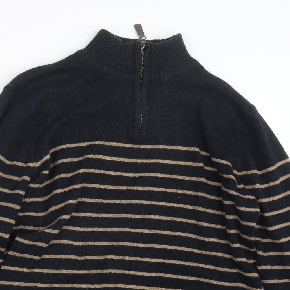 Marks and Spencer Mens Black Striped  Pullover Sweatshirt Size M