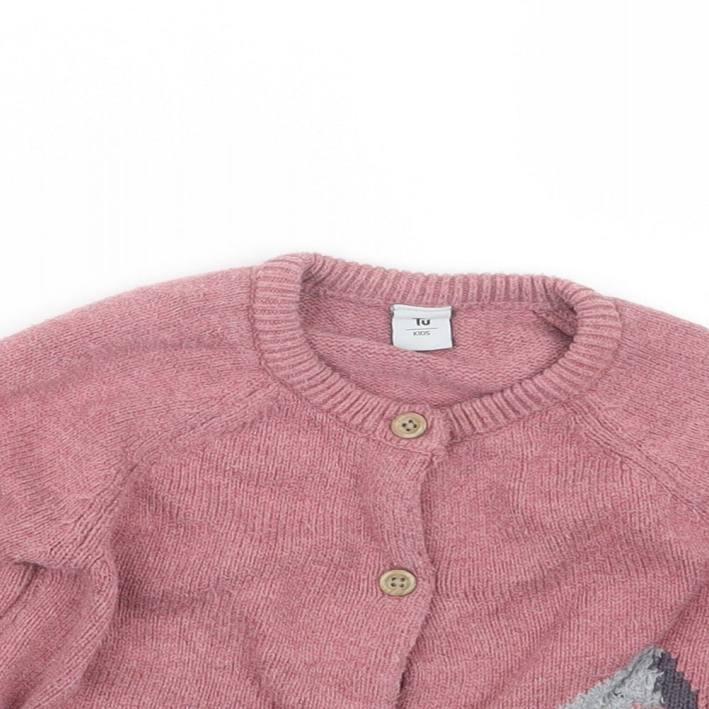 TU Boys Pink  Knit Cardigan Jumper Size 2-3 Years