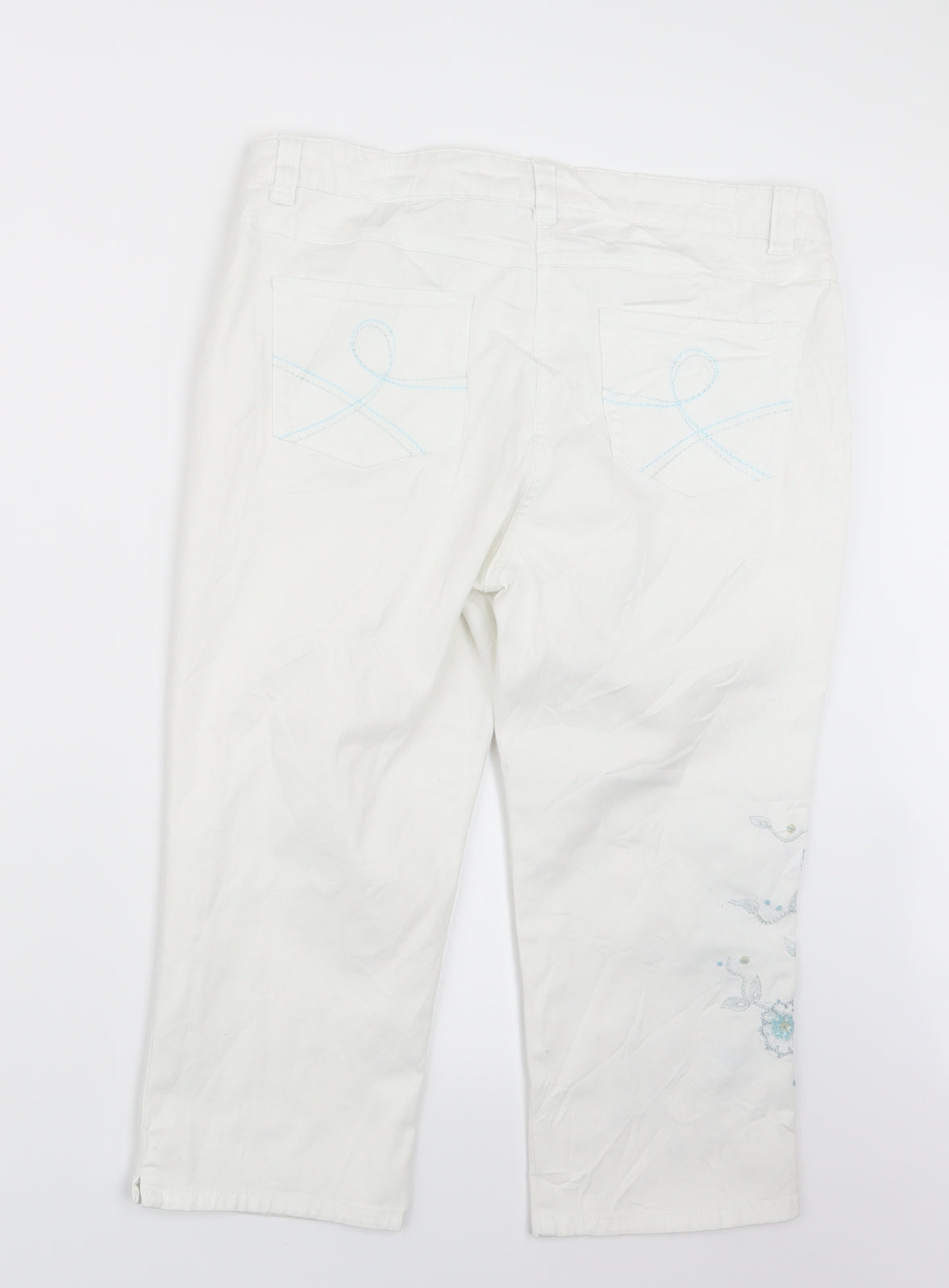 Papaya Womens White  Denim Cropped Jeans Size 14