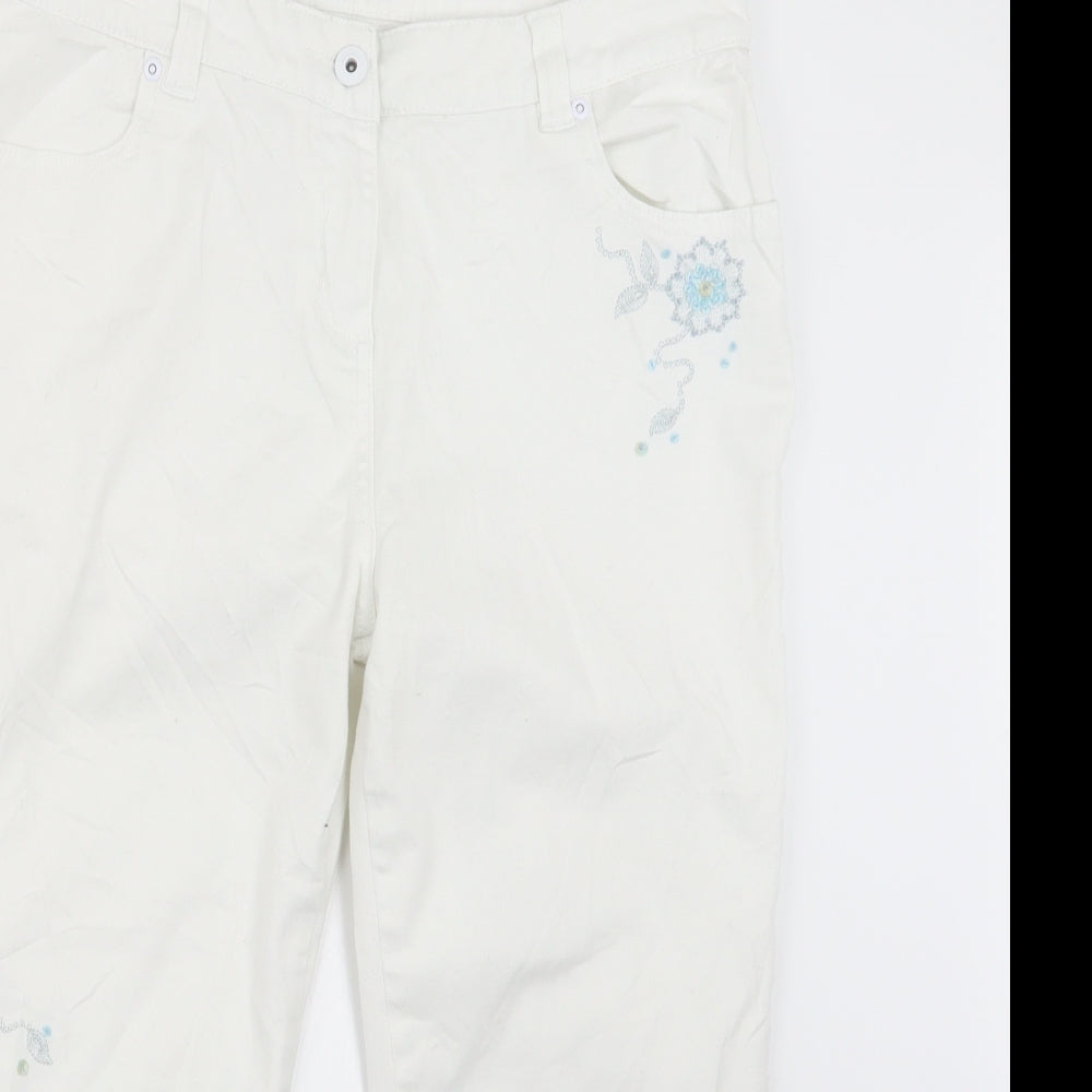 Papaya Womens White  Denim Cropped Jeans Size 14